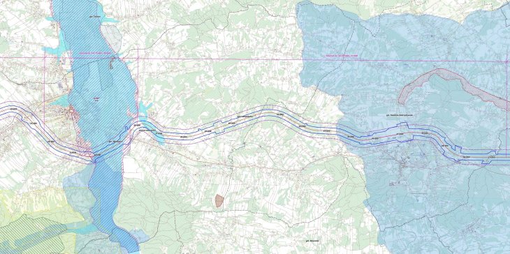 Mapa topograficzna Chocznia– Kalwaria Zebrzydowska. Źródło: GDDKIA